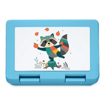 Playful raccoon happily juggling apples - Lunchbox - sapphire blue - Front