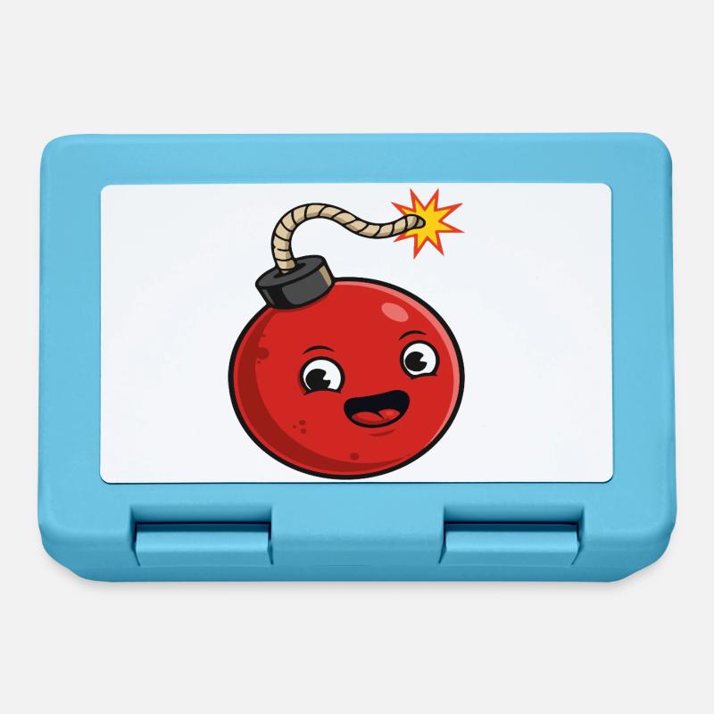 Bombe de dessin animé avec une expression joyeuse - Boîte à goûter - bleu saphir