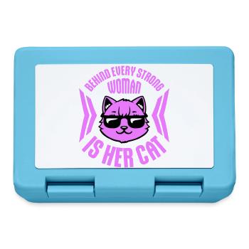 Behind Every Strong Woman Is Her Cat Spruch Katze - Lunchbox - sapphire blue - Front