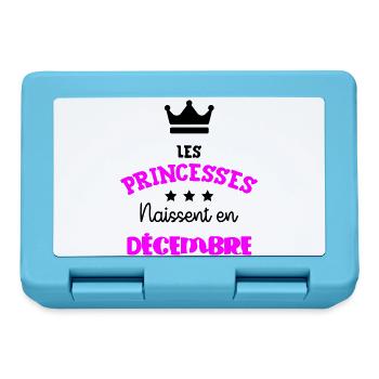 Cadeau naissance bébé fille Décembre Princesses - Boîte à goûter - bleu saphir - Devant