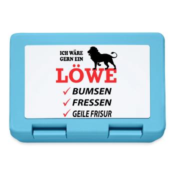 Löwe Geil Fressen Sprüche Lustig Geile Frisur - Brotdose - Saphirblau - Vorne