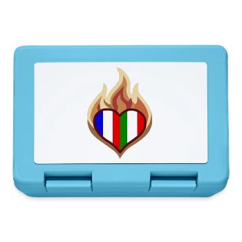 Flammendes Trikoloreherz Frankreich und Italien - Brotdose - Saphirblau - Vorne