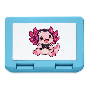 Gaming Axolotl – Zocker Wassermonster - Brotdose - Saphirblau - Vorne