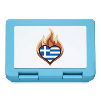 Herzflagge Griechenland Feuer - Brotdose - Saphirblau - Vorne