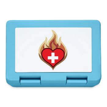 Switzerland Flag Heart on Fire - Brotdose - Saphirblau - Vorne