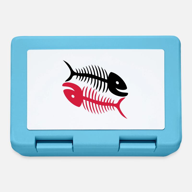 Smiling Fish Bones - Lunchbox - sapphire blue