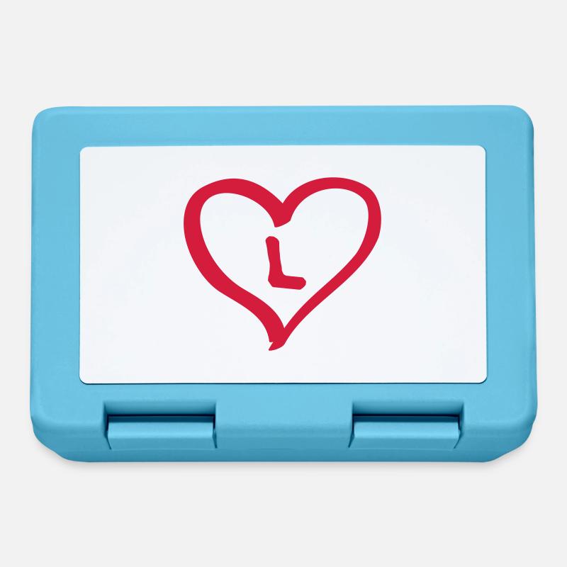 Coeur comique avec L nom nom lettre initiale amour - Boîte à goûter - bleu saphir