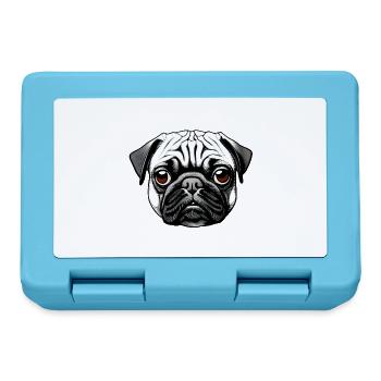 Mops Design Grafik Druck Motiv - Brotdose - Saphirblau - Vorne