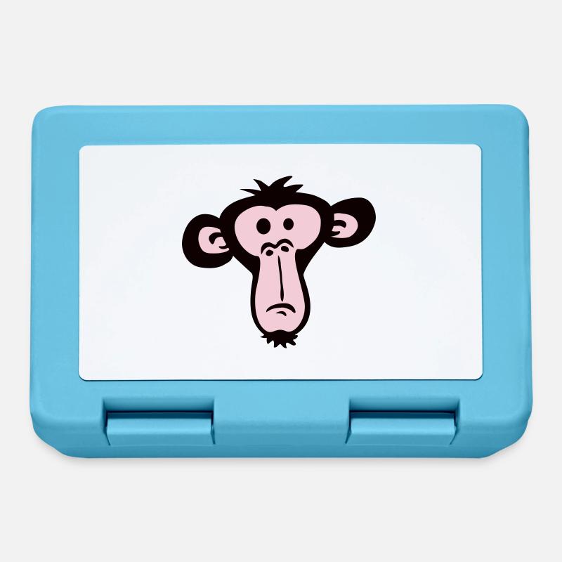 Sad Confused Monkey Head Boredom Face - Lunchbox - sapphire blue