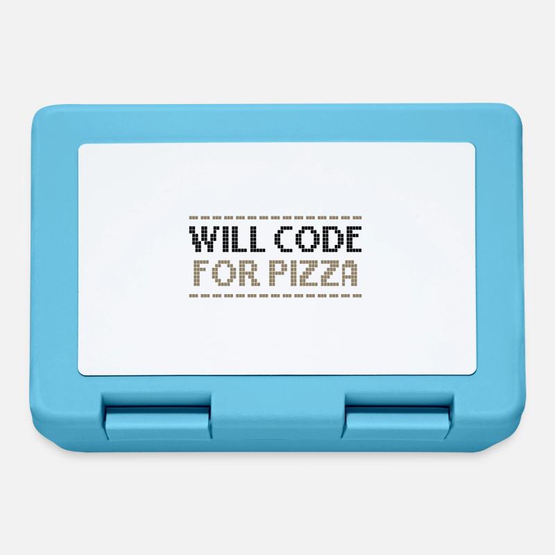Computer Coding Will Code for Pizza Programmer - Lunchbox - sapphire blue
