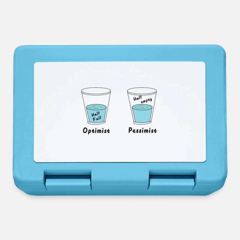 Glas halb voll oder halb leer Optimist Pessimist - Brotdose - Saphirblau