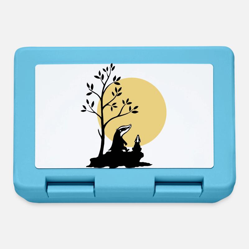 Badgers in the moonlight - Lunchbox - sapphire blue