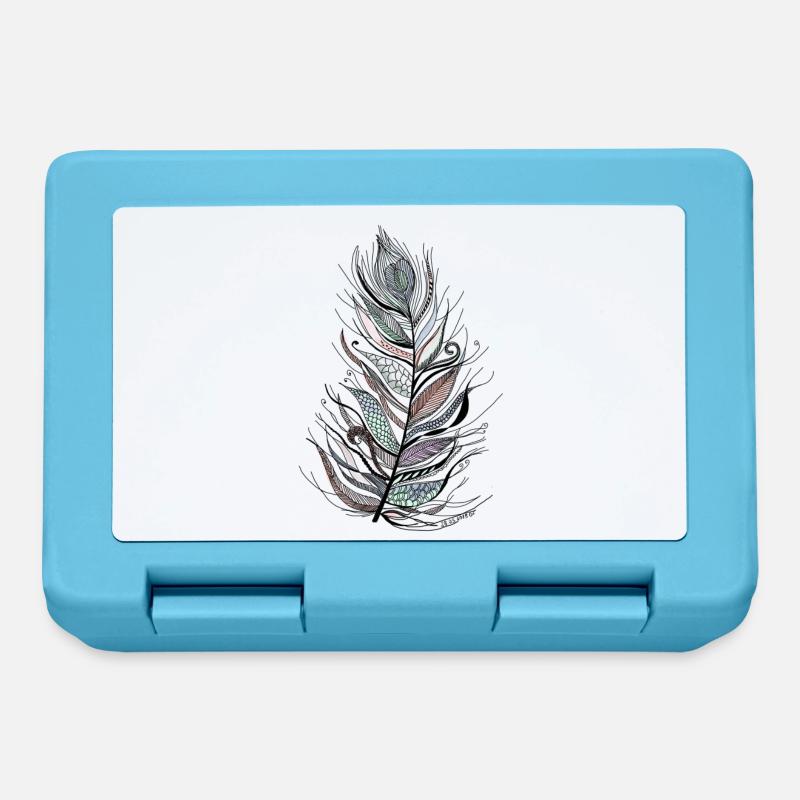 zentangle feather colorful no three - Lunchbox - sapphire blue