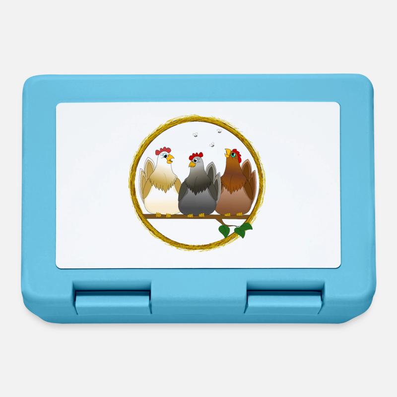 Hens chickens chicken rooster chickens bird egg easter - Lunchbox - sapphire blue