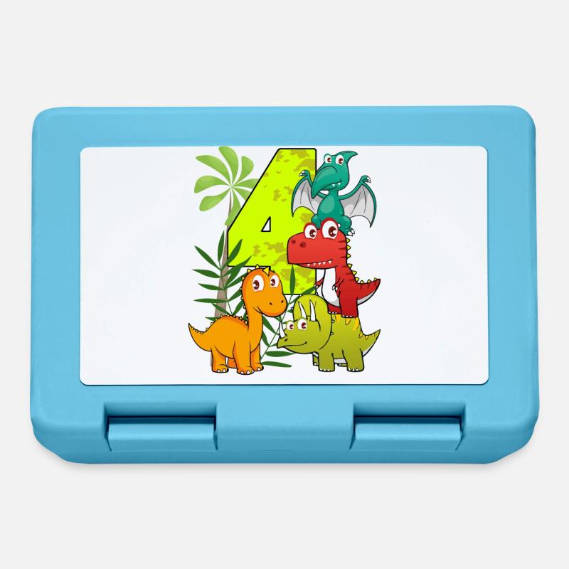 4 Jahre alt Geburtstag Junge vier 4. Dino T-Rex - Brotdose - Saphirblau