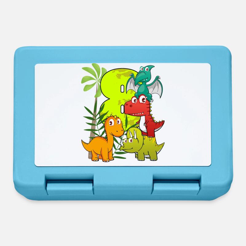Garçon d'anniversaire de 8 ans huit 8. Dino T-Rex - Boîte à goûter - bleu saphir
