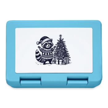 Cheerful raccoon with Christmas tree - Lunchbox - sapphire blue - Front