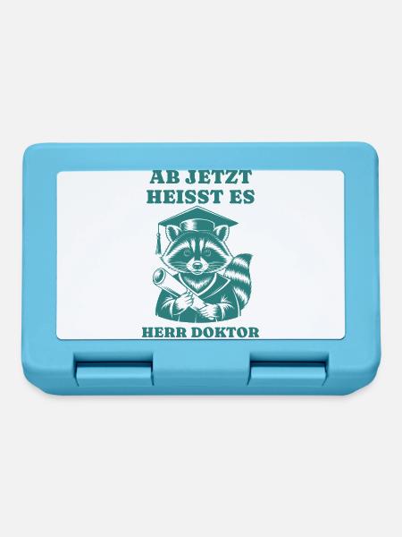 Ab jetzt bitte Herr Doktor Waschbär Promotion - Brotdose - Saphirblau