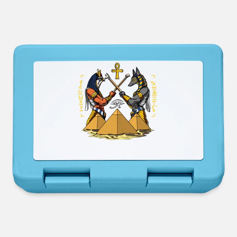 Dieux égyptiens Anubis Horus Ancient Pyramids Ankh - Boîte à goûter - bleu saphir