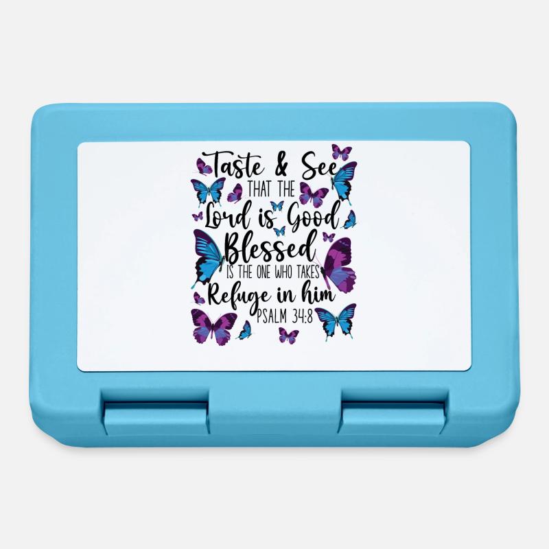 Citation de verset biblique chrétien - Boîte à goûter - bleu saphir