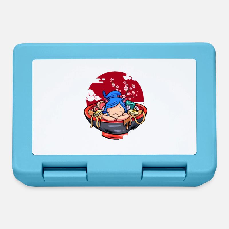 Funny Sleeping Cat Ramen Cute Kitten - Lunchbox - sapphire blue