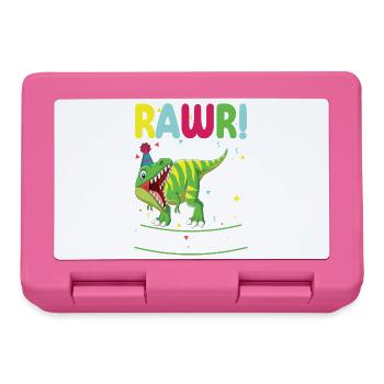Dinosaur 5 years old 5th birthday party - Lunchbox - pink - Front