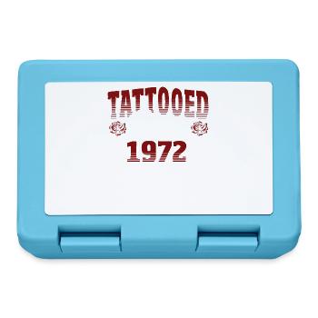 Tattooed Since 1972 Red Rose Theme Tattoo Ink - Lunchbox - sapphire blue - Front