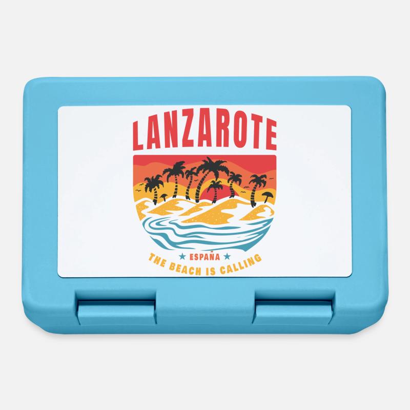 Design de plage de Lanzarote Espana - Boîte à goûter - bleu saphir