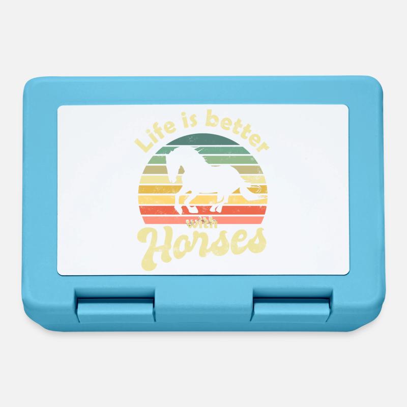 Chevaux à cheval - Boîte à goûter - bleu saphir