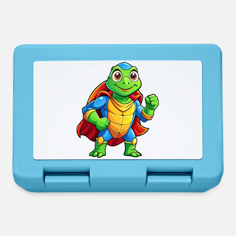 Mega Cute Superhero Turtle - Lunchbox - sapphire blue