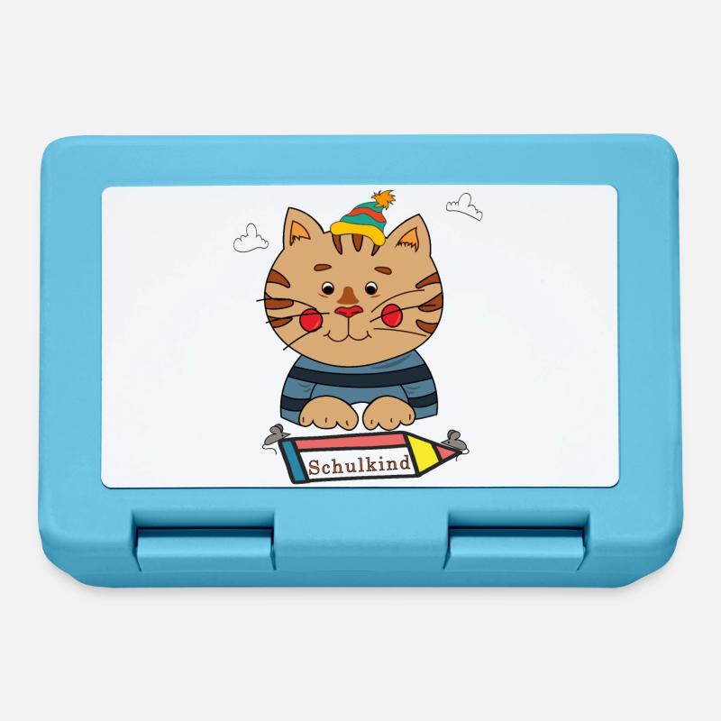 Schulkind Katze - Brotdose - Saphirblau