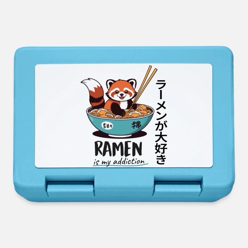 Mignon panda roux dans un bol de ramen - Boîte à goûter - bleu saphir