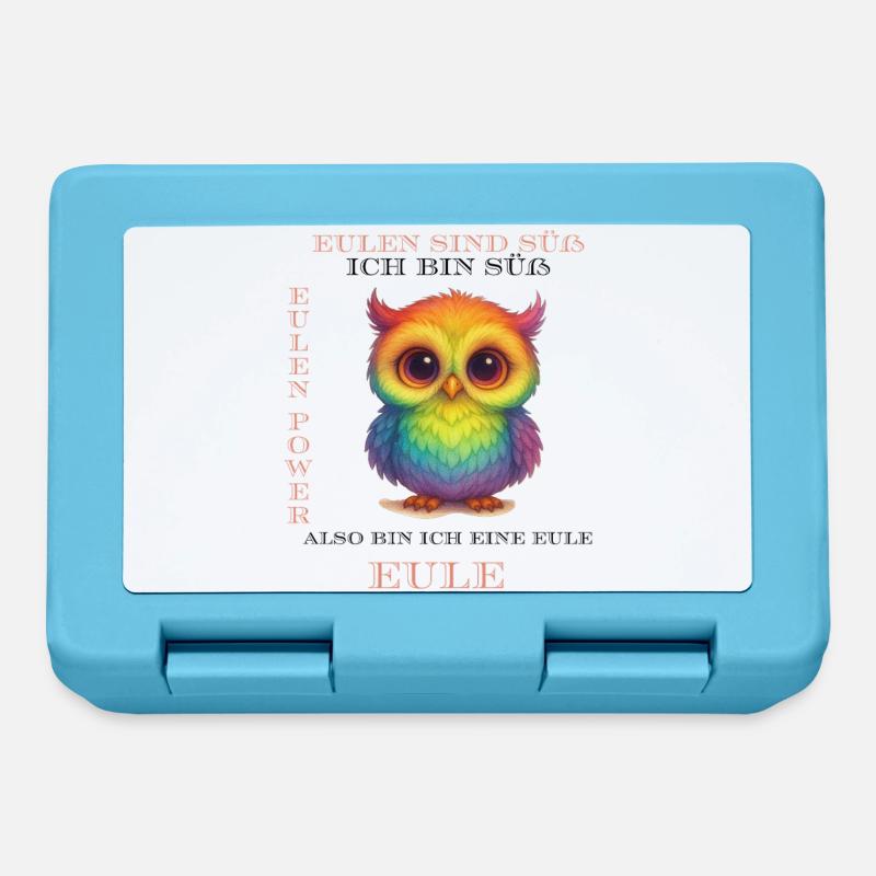 Regenbogen Eulen Power - Brotdose - Saphirblau