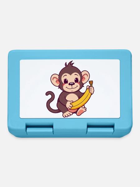 Affe mit Banane Geschenk - Brotdose - Saphirblau