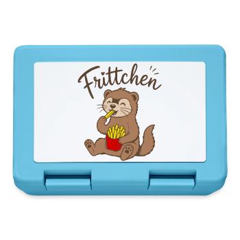 Frettchen Frittchen Fritten Pommes Frites essen - Brotdose - Saphirblau - Vorne
