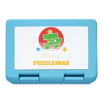 Fröhliche Puzzlemas Lustiges Puzzlepuzzle Weihnachten - Brotdose - Saphirblau - Vorne