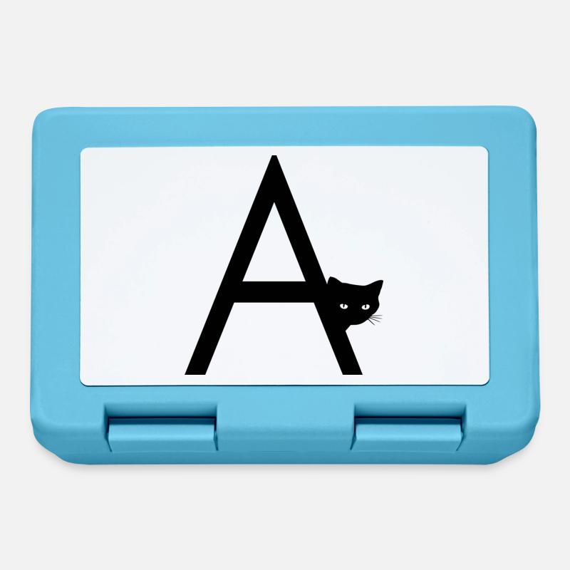 Lettre A avec chat - Boîte à goûter - bleu saphir