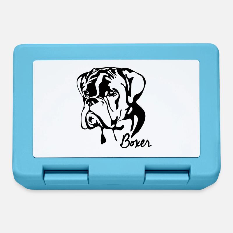BOXER PORTRAIT Wilsigns chiens chien - Boîte à goûter - bleu saphir