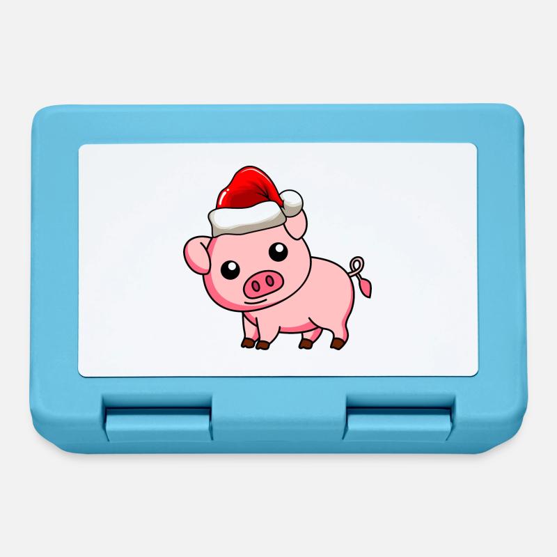 Schwein Comic Weihnachten - Brotdose - Saphirblau
