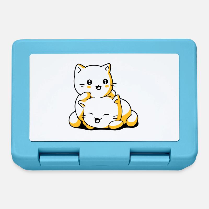 Chatons kawaii chat - Boîte à goûter - bleu saphir