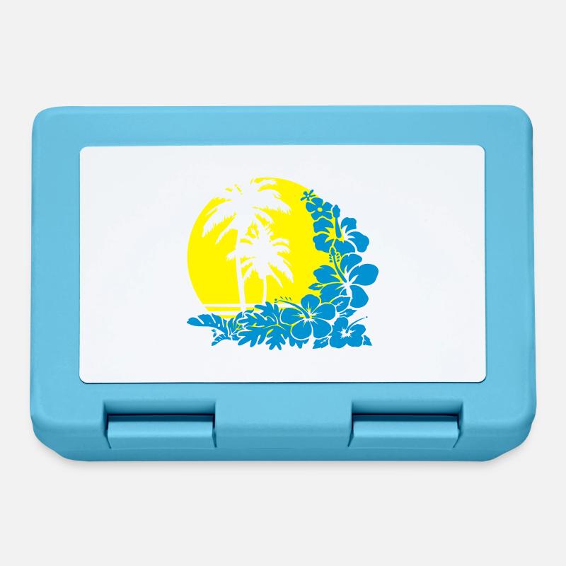 palm sunset - Brotdose - Saphirblau