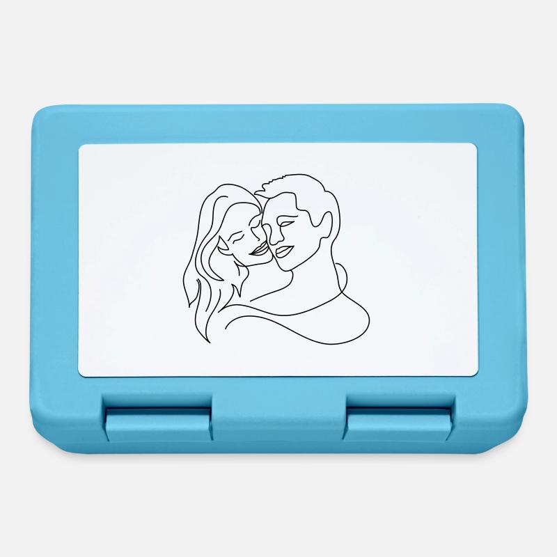 Couple Drawing Abstract - Lunchbox - sapphire blue