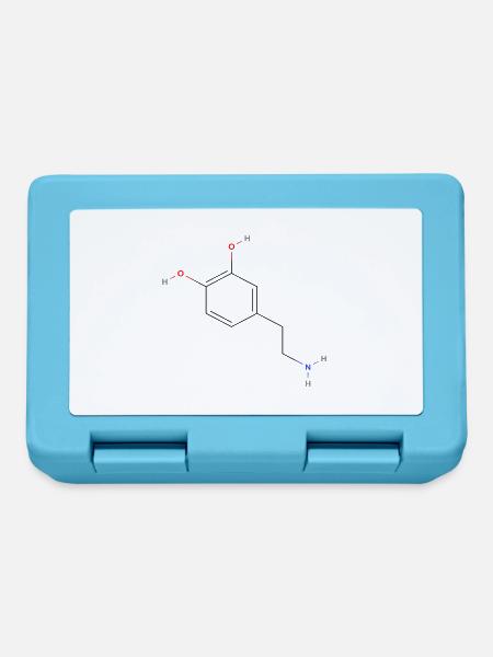 Dopaminmolekül - Farbige Strukturformel - Brotdose - Saphirblau