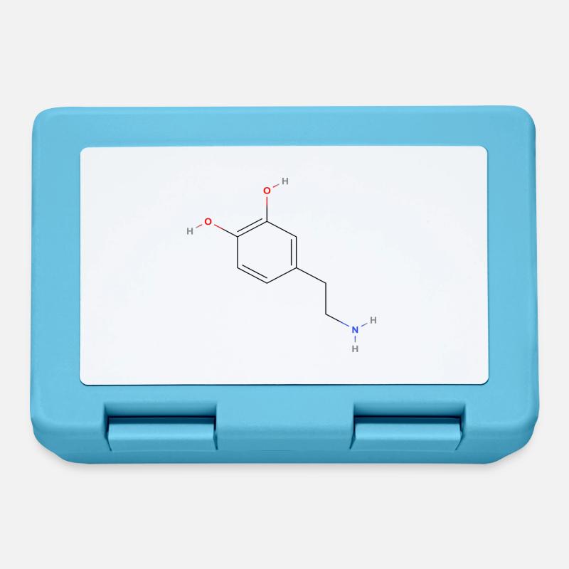 Dopaminmolekül - Farbige Strukturformel - Brotdose - Saphirblau