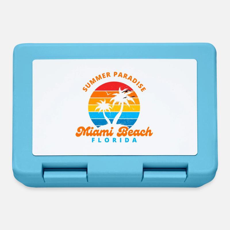 Summer Paradise Miami Beach Florida-Sunset-Palms - Lunchbox - sapphire blue