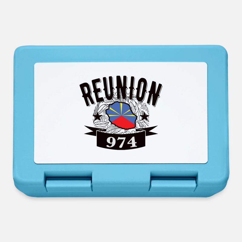 idee cadeau drapeau carte ile de la reunion 974 - Boîte à goûter - bleu saphir