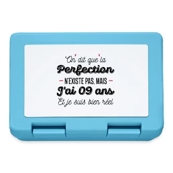 perfection 9 ans / humour anniversaire 9 ans - Boîte à goûter - bleu saphir - Devant