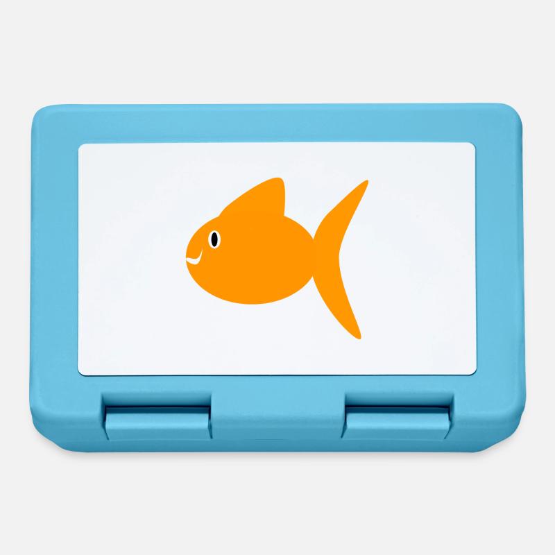 poisson rouge orange - Boîte à goûter - bleu saphir