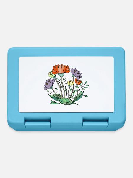 Blumen - Brotdose - Saphirblau