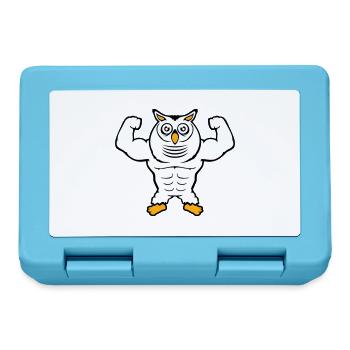 Eule Bodybuilder Muskeln Bizeps Posen Gym Rat Cool - Brotdose - Saphirblau - Vorne